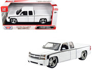 2006 Chevrolet Silverado Custom Pickup Truck White with Black Stripes "Die-Cast Collection" Series 1/25 Diecast Model Car by Motormax