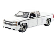 2006 Chevrolet Silverado Custom Pickup Truck White with Black Stripes "Die-Cast Collection" Series 1/25 Diecast Model Car by Motormax image 2