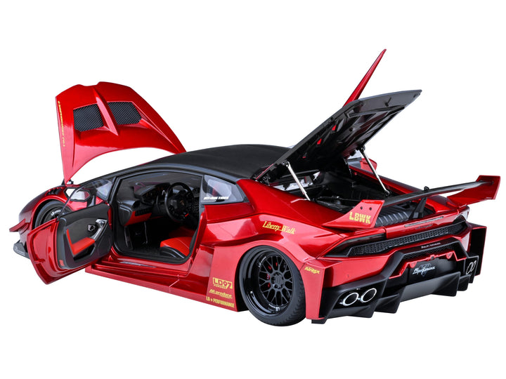 Lamborghini Huracan GT "LB-Silhouette Works" Hyper Red Metallic with Black Top 1/18 Model Car by Autoart image 2