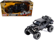 2021 Jeep Gladiator Rubicon Off-Road Pickup Truck Black with Matt Black Top "Off Road" Series 1/24-1/27 Diecast Model Car by Motormax