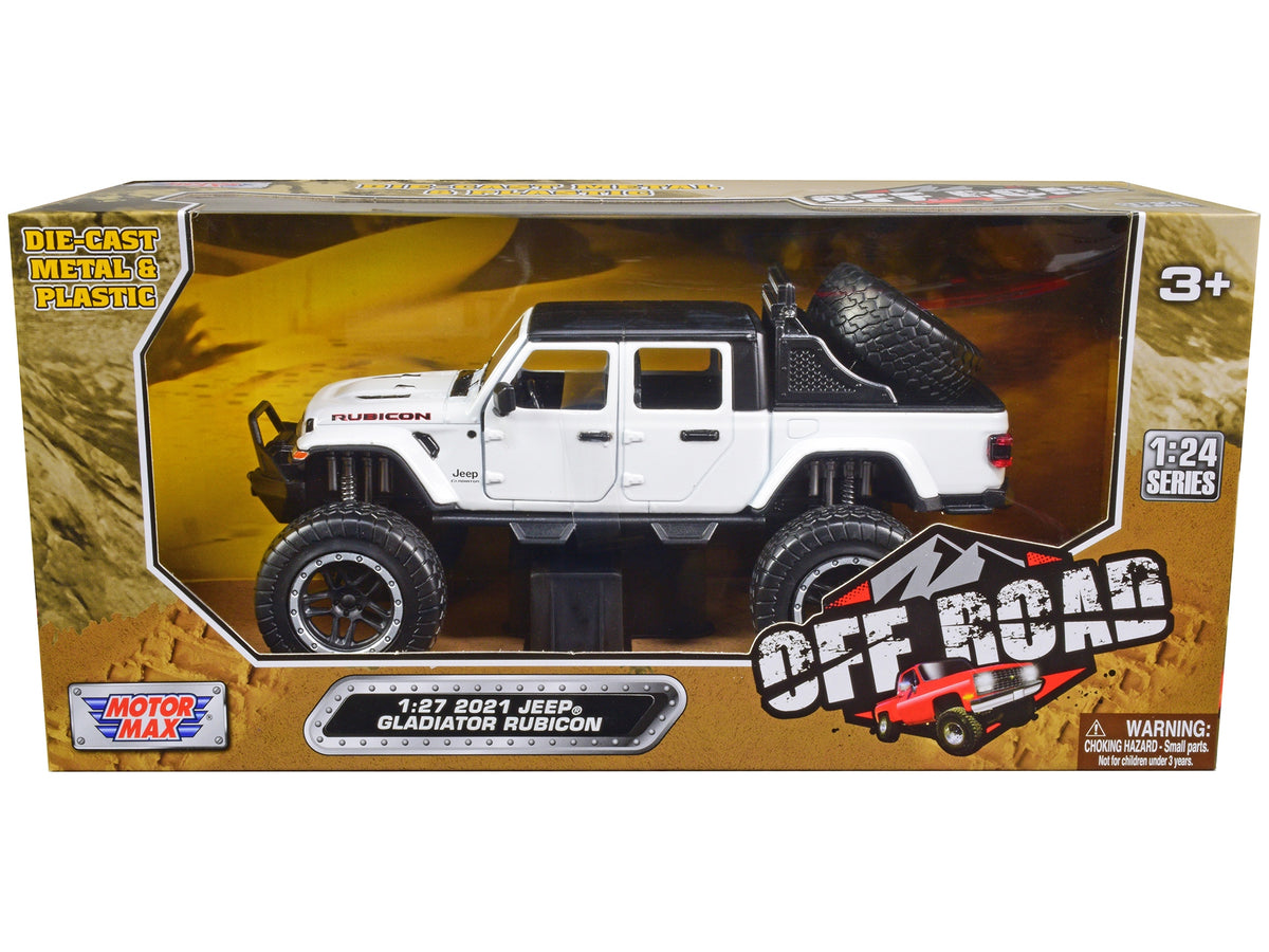 2021 Jeep Gladiator Rubicon Off-Road Pickup Truck White with Black Top "Off Road" Series 1/24-1/27 Diecast Model Car by Motormax