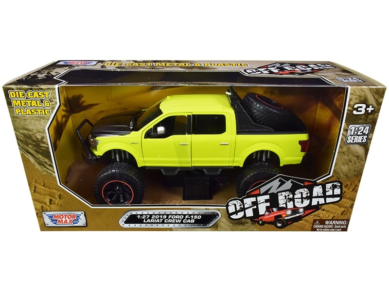 2019 Ford F-150 Lariat Crew Cab Pickup Truck Off Road Bright Green 1/24-1/27 Diecast Model Car by Motormax