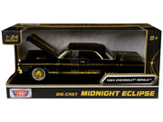 1964 Chevrolet Impala Lowrider Black with Gold Graphics and Wheels "Midnight Eclipse" Series 1/24 Diecast Model Car by Motormax image 3