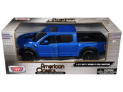 2017 Ford F-150 Raptor Pickup Truck Medium Blue Metallic 1/24-1/27 Diecast Model Car by Motormax