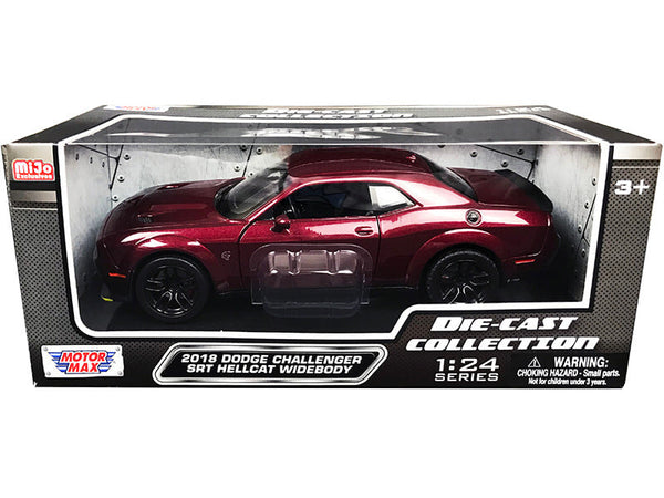 Motormax 2018 Dodge Challenger SRT Hellcat Widebody burgundy metallic 1:24 79350bur, view 1