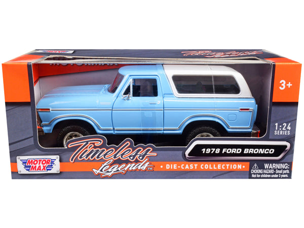 Motormax 1978 Ford Bronco Custom light blue white 1:24 79373BL, product image 1