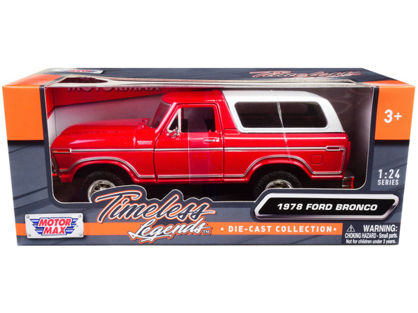 Motormax 1978 Ford Bronco Custom red white Timeless Legends 1:24 79373R, product image 1