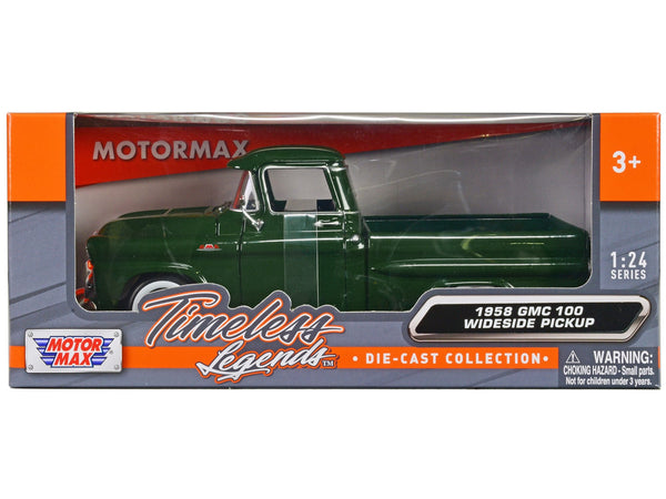 Motormax 1958 GMC 100 Wideside pickup green 1:24 79385GRN, product image 1