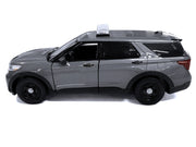 2022 Ford Police Interceptor Utility Dark Gray Metallic "Builder's Kit" with Flashing Light Bar and Front and Rear Lights and Sounds 1/24 Diecast Model Car by Motormax image 3