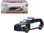 2022 Ford Police Interceptor Utility Black and White "Builder's Kit" with Flashing Light Bar and Front and Rear Lights and Sounds 1/24 Diecast Model Car by Motormax image 2