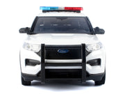 2022 Ford Police Interceptor Utility Plain White "Builder's Kit" with Flashing Light Bar and Front and Rear Lights and Sounds 1/24 Diecast Model Car by Motormax image 2