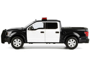 2019 Ford F-150 Lariat Crew Cab Pickup Truck Black and White with Flashing Light Bar and Front and Rear Lights and Sounds 1/24-1/27 Diecast Model Car by Motormax image 3
