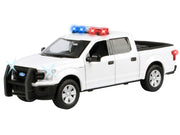 2019 Ford F-150 Lariat Crew Cab Pickup Truck White with Flashing Light Bar and Front and Rear Lights and Sounds 1/24-1/27 Diecast Model Car by Motormax image 2