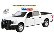 2019 Ford F-150 Lariat Crew Cab Pickup Truck White with Flashing Light Bar and Front and Rear Lights and Sounds 1/24-1/27 Diecast Model Car by Motormax image 3