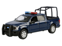 Motormax 2019 Ford F-150 Lariat crew cab dark blue bed cage lights sounds 1:24 1:27 79543BL, view 2