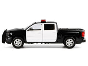 2017 Chevrolet Silverado 1500 LT Z71 Crew Cab Pickup Truck Black and White with Flashing Light Bar and Front and Rear Lights and Sounds 1/24-1/27 Diecast Model Car by Motormax image 3