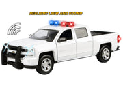 2017 Chevrolet Silverado 1500 LT Z71 Crew Cab Pickup Truck White with Flashing Light Bar and Front and Rear Lights and Sounds 1/24-1/27 Diecast Model Car by Motormax image 3