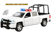 2017 Chevrolet Silverado 1500 LT Z71 Crew Cab Pickup Truck with White with Flashing Light Bar and Front and Rear Lights and Sounds 1/24-1/27 Diecast Model Car by Motormax image 3