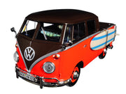 Volkswagen Type 2 (T1) Pickup with Surfboard Brown and Orange 1/24 Diecast Model Car by Motormax image 2