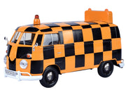 Volkswagen Type 2 (T1) Airport Runway Delivery Van Black and Orange Checkered 1/24 Diecast Model Car by Motormax image 2