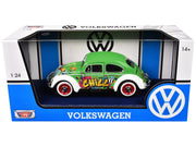 1966 Volkswagen Beetle Green with Graffiti Graphics 1/24 Diecast Model Car by Motormax image 3