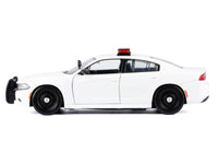2023 Dodge Charger Pursuit Police Car Unmarked White with Flashing Light Bar Front and Rear Lights and 2 Sounds "Builder's Kit" 1/24 Diecast Model Car by Motormax image 2