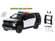 2025 Chevrolet Tahoe PPV Black and White "Builder's Kit" with Flashing Light Bar and Front and Rear Lights and Sounds 1/24 Diecast Model Car by Motormax image 3