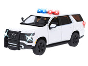 2025 Chevrolet Tahoe PPV White "Builder's Kit" with Flashing Light Bar and Front and Rear Lights and Sounds 1/24 Diecast Model Car by Motormax image 2