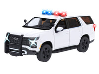 2025 Chevrolet Tahoe PPV White "Builder's Kit" with Flashing Light Bar and Front and Rear Lights and Sounds 1/24 Diecast Model Car by Motormax image 2