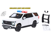 2025 Chevrolet Tahoe PPV White "Builder's Kit" with Flashing Light Bar and Front and Rear Lights and Sounds 1/24 Diecast Model Car by Motormax image 3
