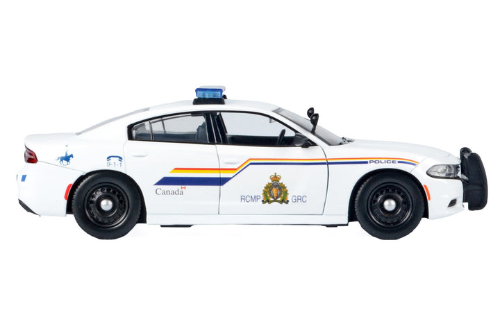 2023 Dodge Charger Pursuit Police Car "Royal Canadian Mounted Police (RCMP)" White with Flashing Light Bar and Front and Rear Lights and Sound 1/24 Diecast Model Car by Motormax image 2