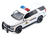 2025 Chevrolet Tahoe PPV "RCMP (Royal Canadian Mounted Police)" White with Stripes with Flashing Light Bar and Front and Rear Lights and Sounds 1/24 Diecast Model Car by Motormax image 5