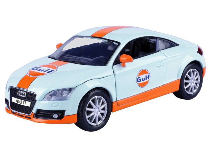 Audi TT Coupe "Gulf Oil" Light Blue with Orange Stripes "Gulf Die-Cast Collection" 1/24 Diecast Model Car by Motormax image 2