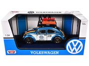 1966 Volkswagen Beetle Off Road #1718 Blue Metallic and White with German Flag Stripes and Roof Rack Accessories 1/24 Diecast Model Car by Motormax image 3