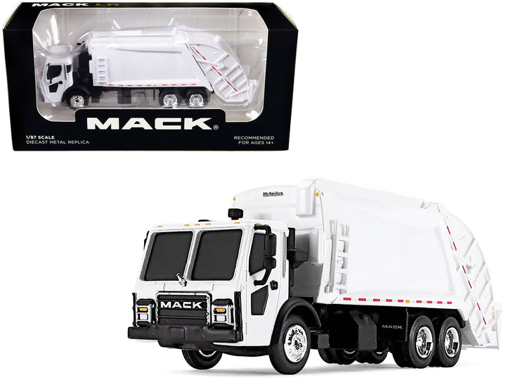 Mack LR with McNeilus Rear Load Refuse Body White 1/87 (HO) Diecast Model by First Gear image 2