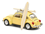 1973 Volkswagen Beetle 1303 Pastel Yellow with Roof Rack and 2 Surfboards 1/43 Diecast Model Car by Norev image 3