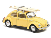 1973 Volkswagen Beetle 1303 Pastel Yellow with Roof Rack and 2 Surfboards 1/43 Diecast Model Car by Norev image 4