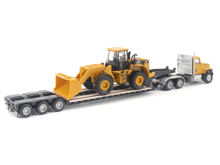 CAT Caterpillar CT681 Day Cab Tractor Yellow with Lowboy Trailer and CAT 950G Wheel Loader Yellow 1/87 (HO) Diecast Model by Diecast Masters image 2