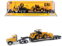 CAT Caterpillar CT681 Day Cab Tractor Yellow with Lowboy Trailer and CAT 950G Wheel Loader Yellow 1/87 (HO) Diecast Model by Diecast Masters image 3