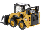 CAT Caterpillar 242D3 Wheeled Skid Steer Loader with Work Tools and Operator Yellow "High Line Series" 1/50 Diecast Model by Diecast Masters image 3