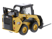CAT Caterpillar 242D3 Wheeled Skid Steer Loader with Work Tools and Operator Yellow "High Line Series" 1/50 Diecast Model by Diecast Masters image 5