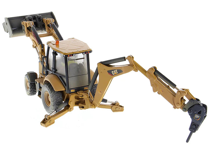 CAT Caterpillar 420F2 IT Backhoe Loader with Operator Yellow "Weathered Series" 1/50 Diecast Model by Diecast Masters image 2