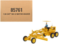 CAT Caterpillar No.12 Motor Grader Yellow with Operator "Vintage Series" 1/50 Diecast Model by Diecast Masters