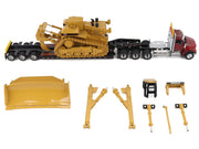 Kenworth T880 Day Cab Red and Trail King TK120 Lowboy Trailer with CAT Caterpillar D11R Dozer and Components Load "Transport Series" 1/50 Diecast Model by Diecast Masters image 4