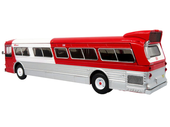 Flxible 53102 New Look Transit Bus "Pittsburgh Area Transit" Red and White "Vintage Bus & Motorcoach Collection" Limited Edition 1/87 (HO) Diecast Model by Iconic Replicas image 2