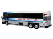 2001 MCI D4000 Coach Bus "Brewster Gray Line" White with Blue Stripes "Vintage Bus & Motorcoach Collection" Limited Edition to 504 pieces Worldwide 1/87 (HO) Diecast Model by Iconic Replicas image 3