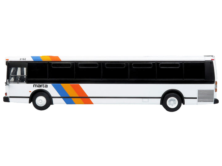 1980 Grumman 870 Advanced Design Transit Bus "MARTA Atlanta" White with Stripes "Vintage Bus & Motorcoach Collection" Limited Edition 1/87 (HO) Diecast Model by Iconic Replicas image 2