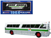 1964 MCI MC-5A Coach Bus "Golden Gate Transit" White with Green Stripes "Vintage Bus & Motorcoach Collection" Limited Edition to 504 pieces Worldwide 1/87 (HO) Diecast Model by Iconic Replicas