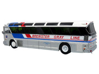 1964 MCI MC-5A Coach Bus "Brewster Gray Line" Silver with Blue and Red Stripes "Vintage Bus & Motorcoach Collection" Limited Edition to 504 pieces Worldwide 1/87 (HO) Diecast Model by Iconic Replicas image 3