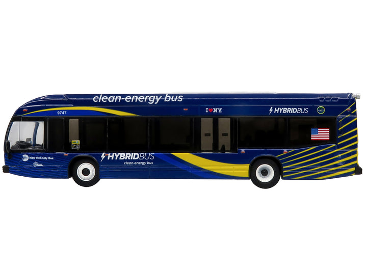 Nova Bus LFSH HEV Hybrid Transit Bus "MTA New York City" Blue with Yellow Graphics Limited Edition to 504 pieces Worldwide 1/87 (HO) Diecast Model by Iconic Replicas image 2